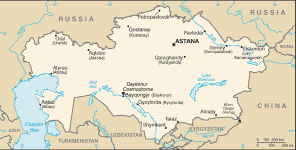 カザフスタンの地図